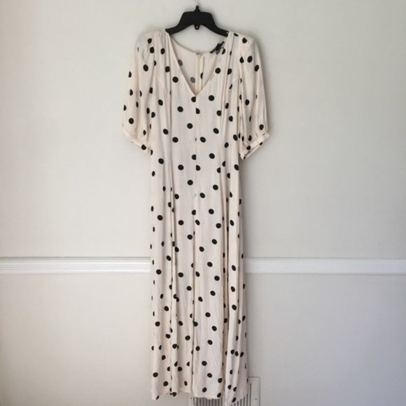 Something Navy | Polka Dot Printed Dress Puff Slv - Picture 6 of 8